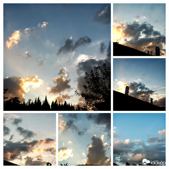 Felhő pamacsok az égbolton napnyugtakor