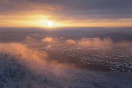 Látványos téli naplemente János-hegyen