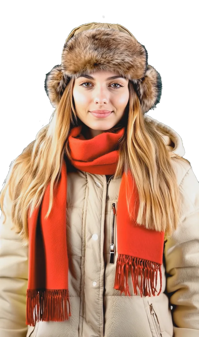 Meleg, téli ruhát esernyővel