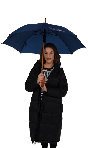 Meleg, réteges öltözet, esernyő