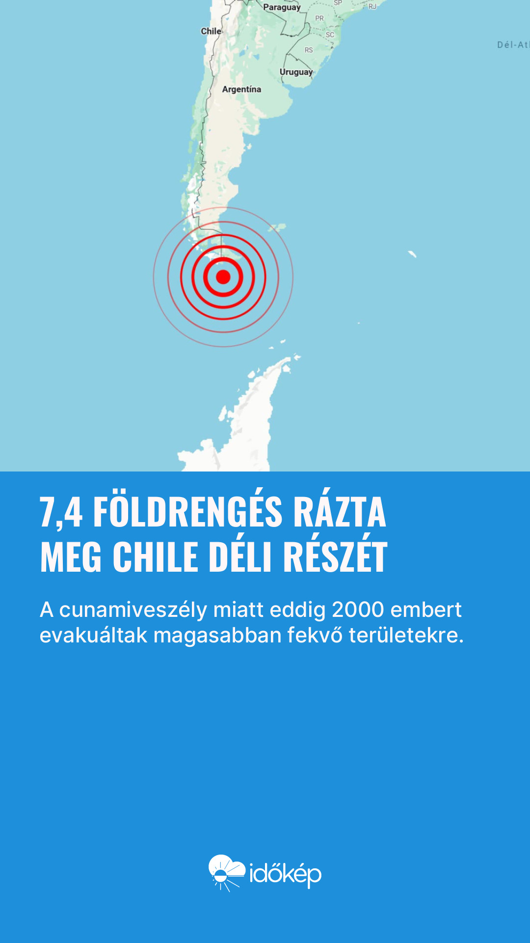 7,4 földrengés rázta meg Chile déli részét