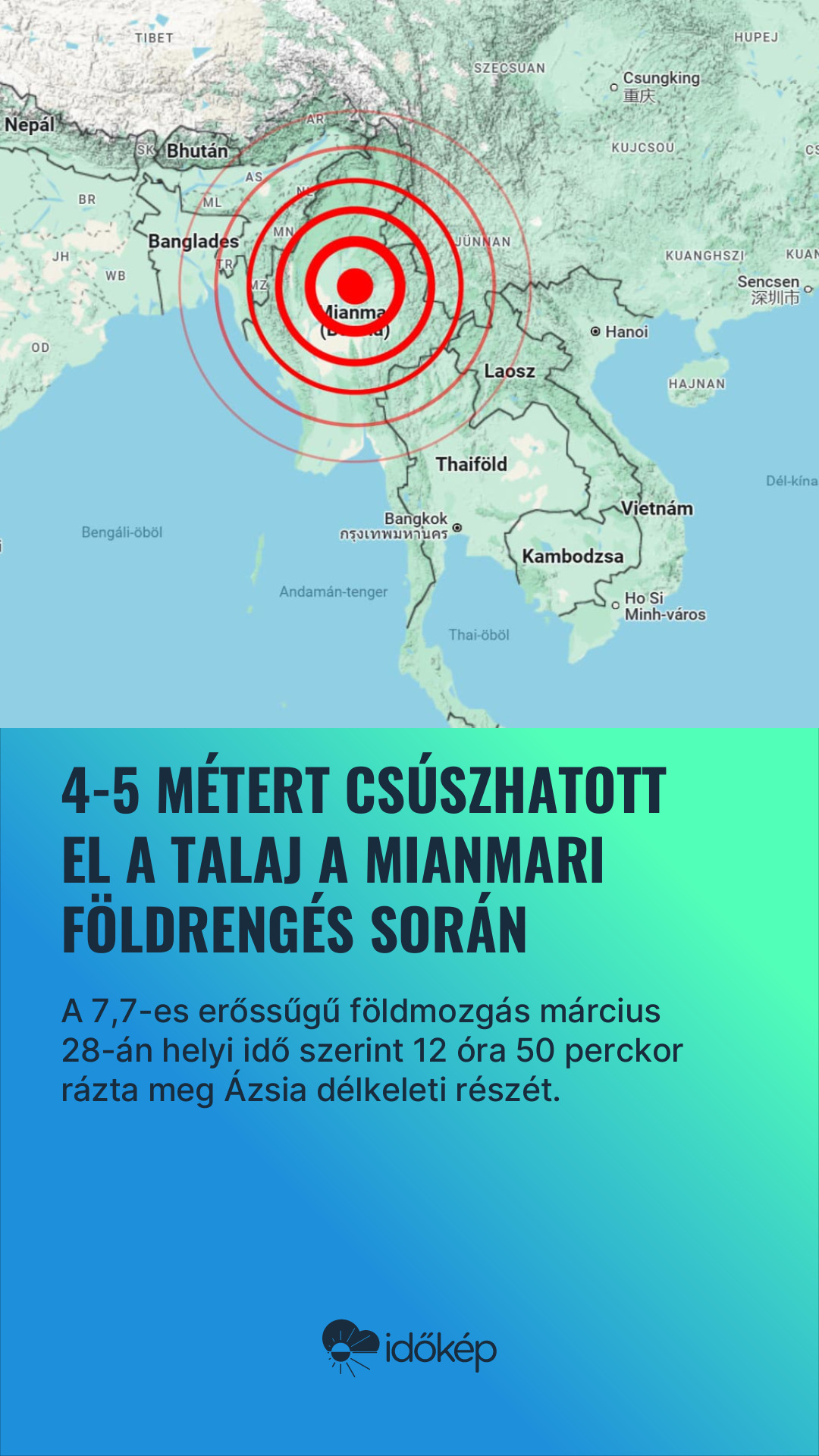 4-5 métert csúszhatott el a talaj a mianmari földrengés során