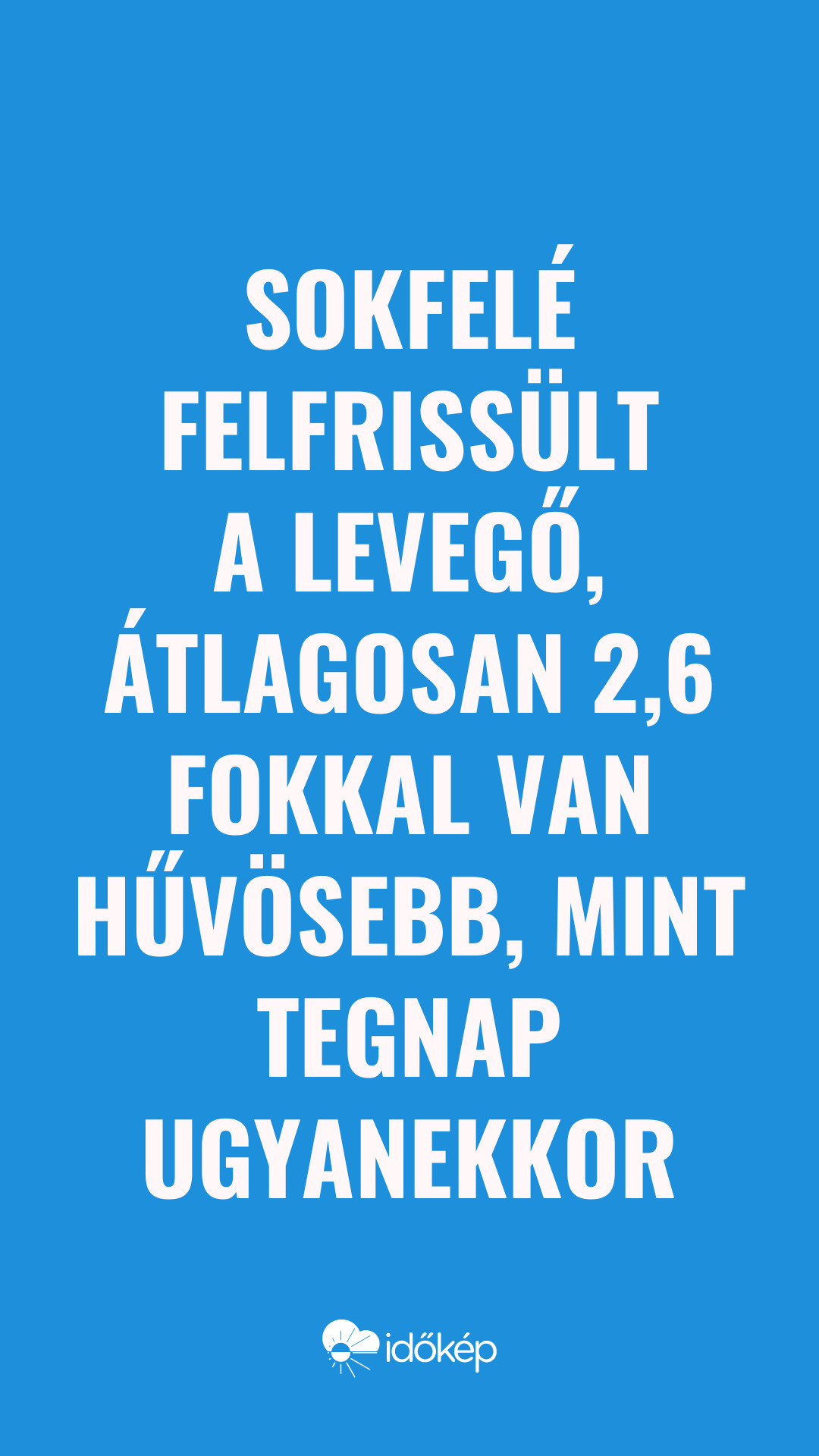 Sokfelé felfrissült a levegő, átlagosan 2,6 fokkal van hűvösebb, mint tegnap ugyanekkor