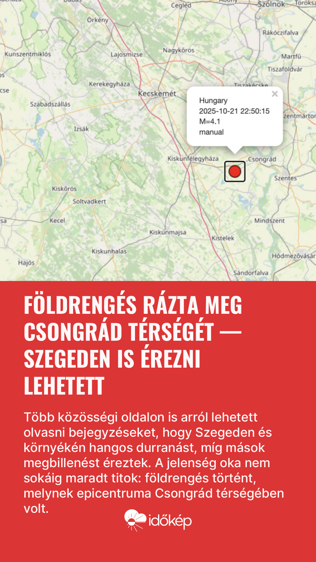 Földrengés rázta meg Csongrád térségét — Szegeden is érezni lehetett