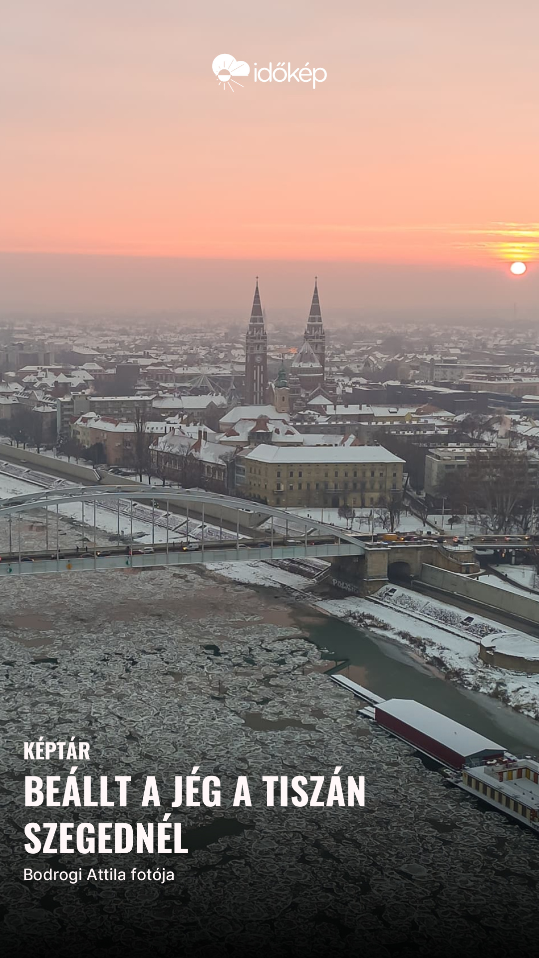 Beállt a jég a Tiszán Szegednél