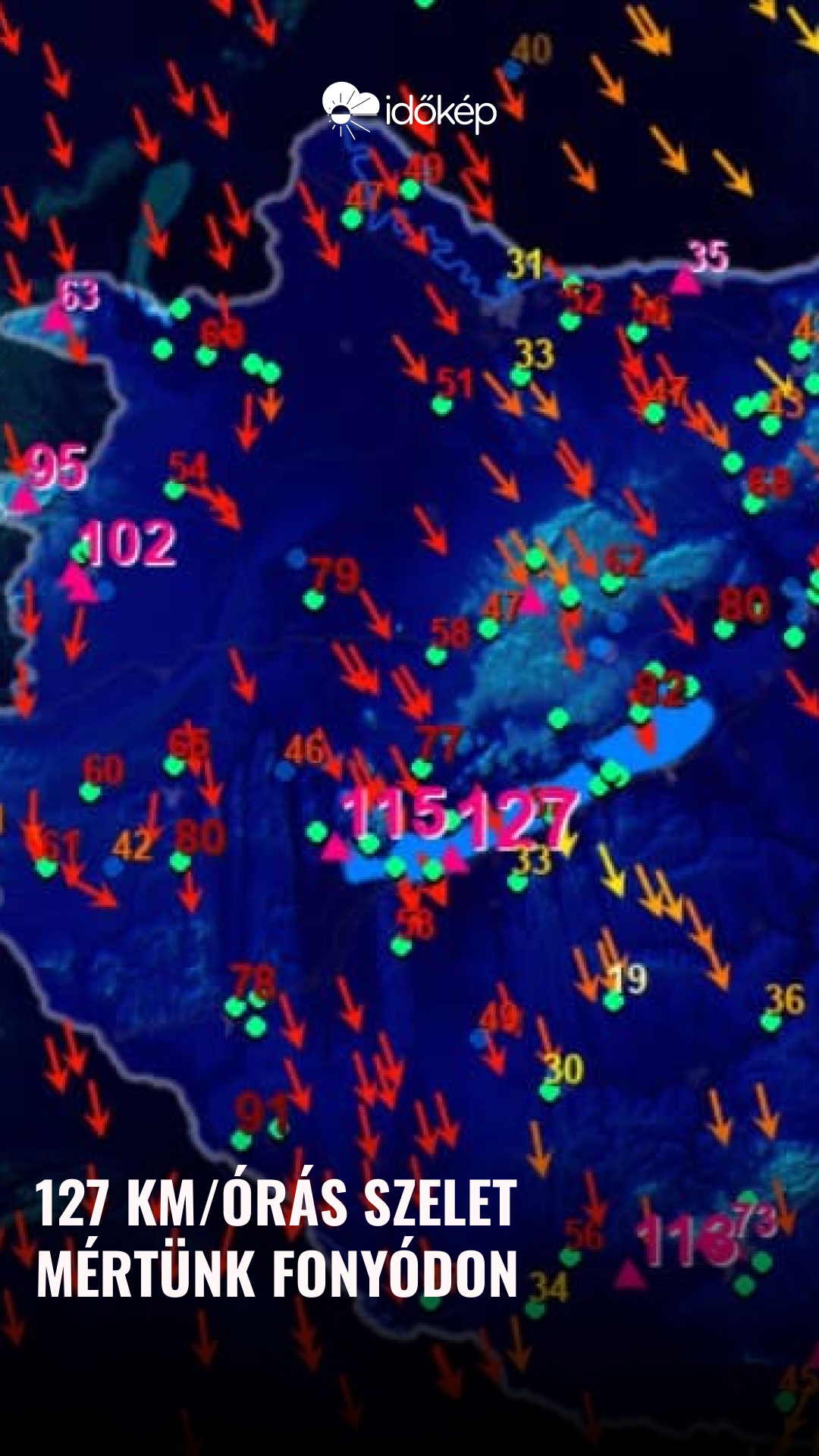 127 km/órás szelet mértünk Fonyódon