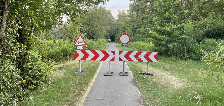 Árvíz miatt zárva a kerékpárút Sződligetnél
