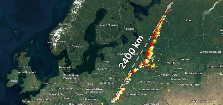 Moldovától a sarkkörig nyúló zivatarlánc alakult ki tőlünk keletre