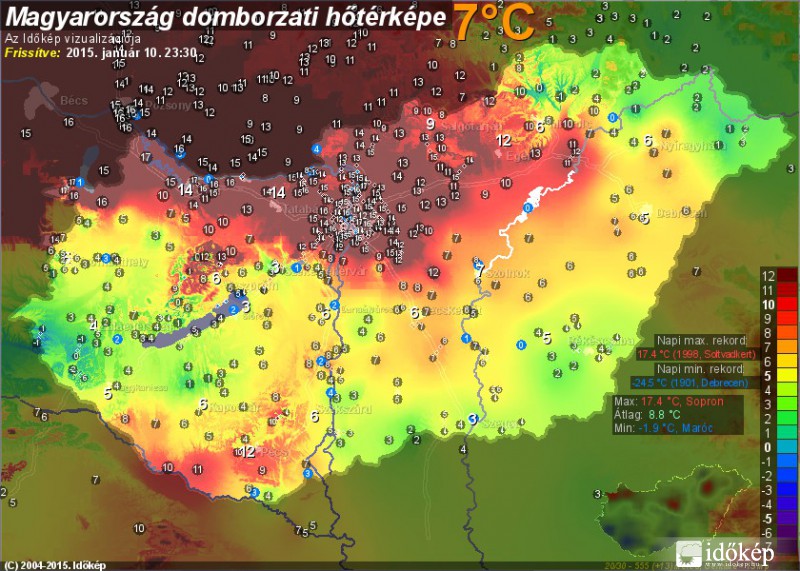 Főn hatás 01.10 éjjel 15-16 °C.