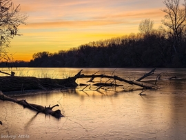 2026 első naplementéje a Körtvélyesi-holtágnál 