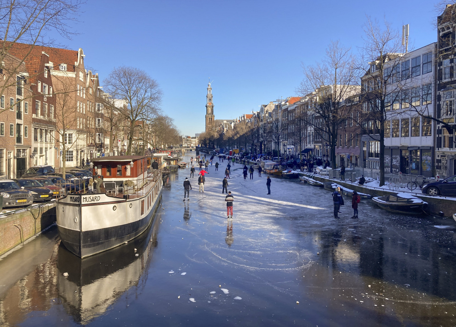 Befagyott Prinsengracht csatorna