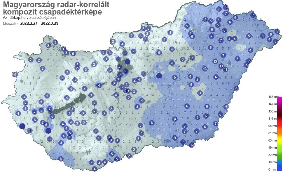 Az elmúlt 30 nap csapadékösszege