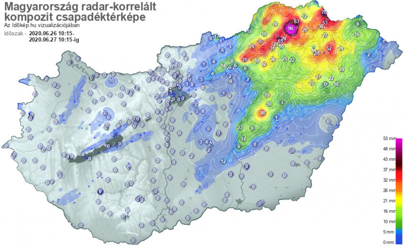 24 órás csapadékösszeg