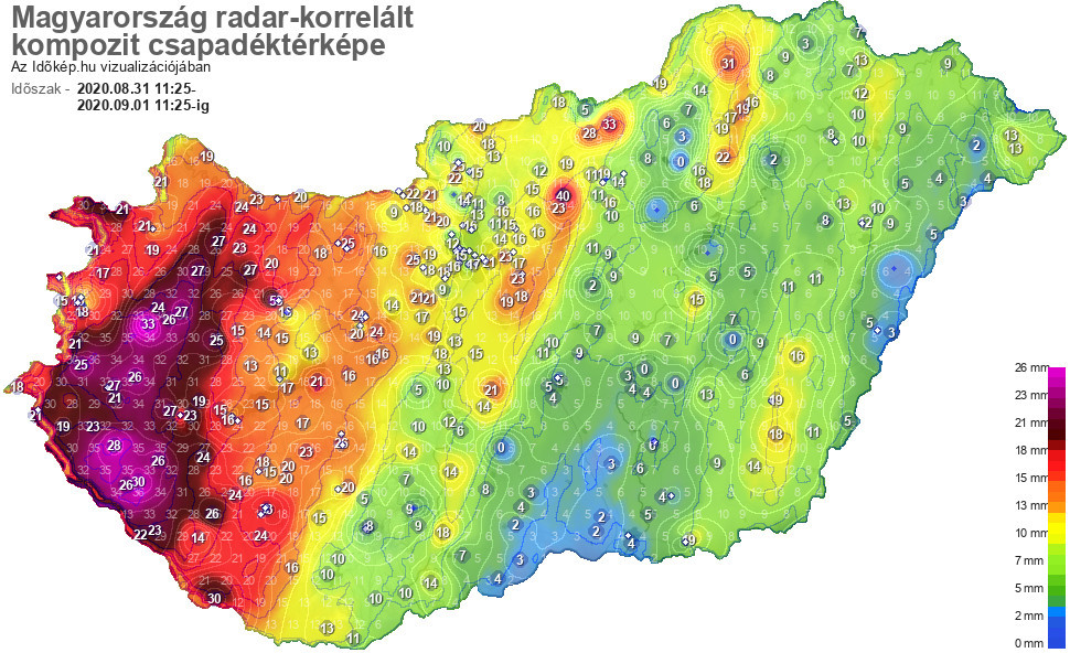 24 órás csapadékösszeg