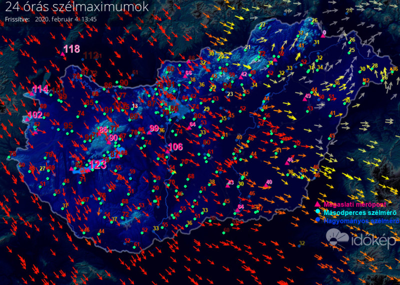 Max széltérkép 20200204