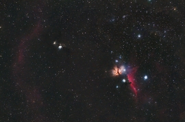 Lófej-köd és Láng-köd az Orion csillagképben