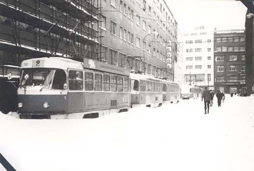 a villamosok a hóban Tél 1987