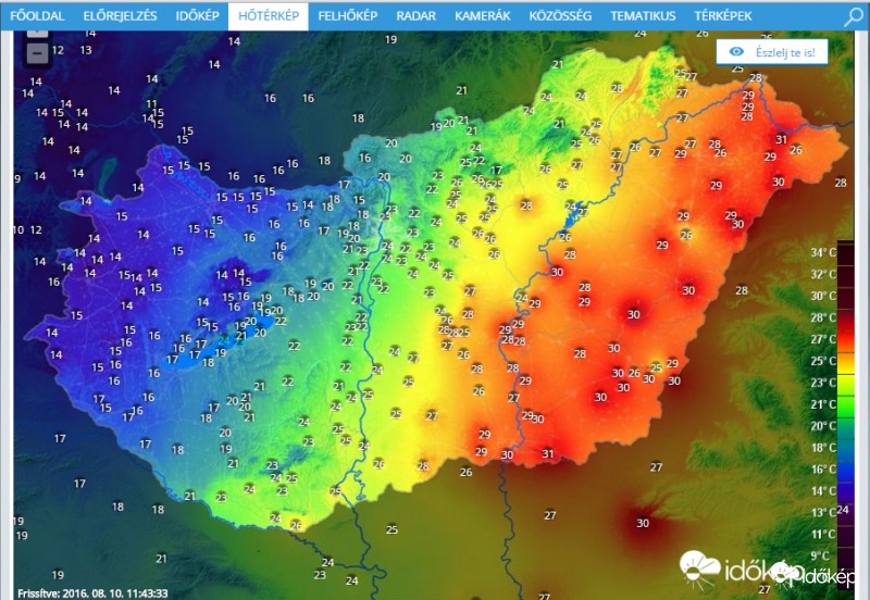 Hidegfront a Hőtérképen