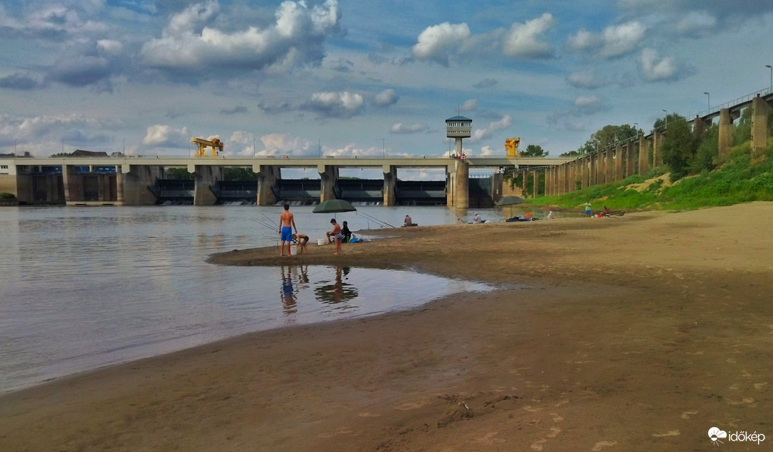 Pecások a Tisza medrében Kiskörénél.