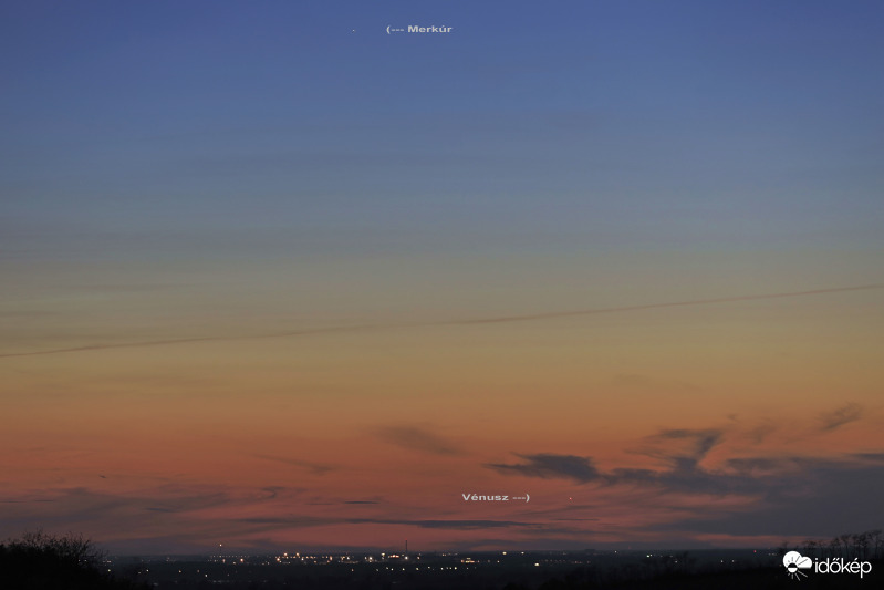 Merkúr és a Vénusz az alkonyati égen. Agostyán 2021-05-08