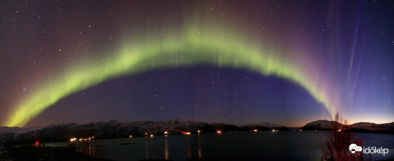 Sarki fény expedíció Norvégia (2019-10-26 Kvaloyvágen) (Panoráma kép)