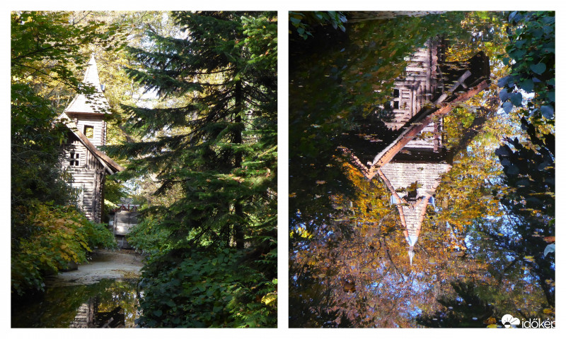 Vízimalom patak partján és a patak vizében