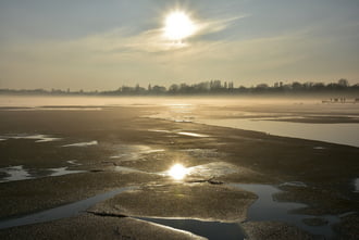 Bágyadt napsütésben olvadó jég