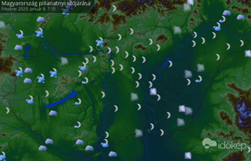 Időkép térképünk 2020.01.08. reggel