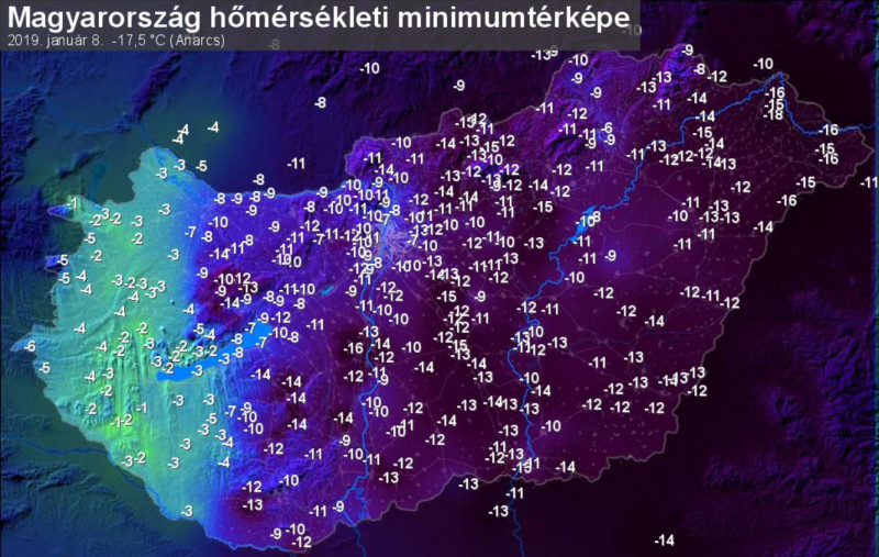 Minimumhőmérséklet 2019.01.08.