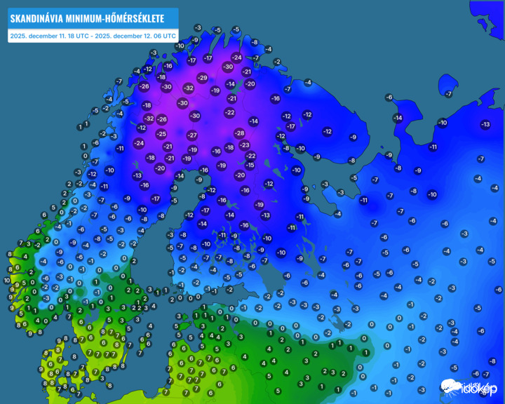 Skandinávia minimum-hőmérséklete