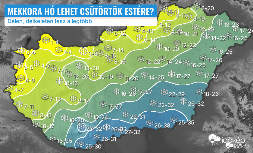 Mekkora hó lehet csütörtök estére?