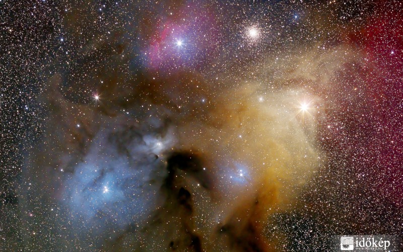 Az Antares és a Rho Ophiuchi környéke a déli égbolton