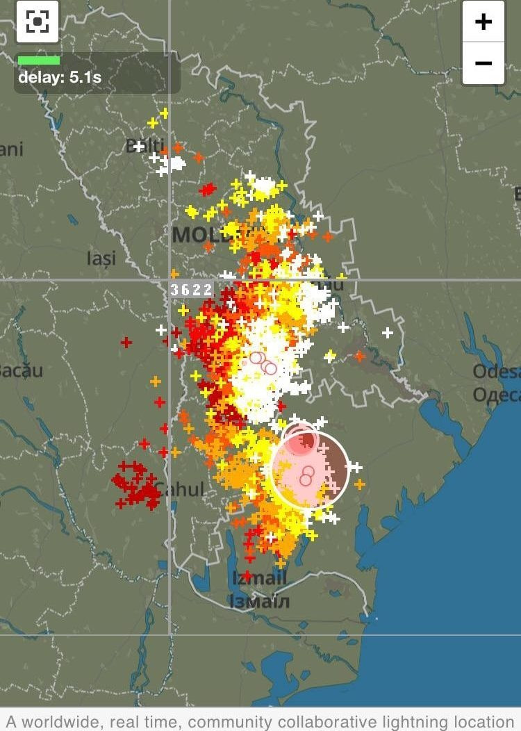 Zivatarok Moldovában (Forrás: Blitzortung.org)