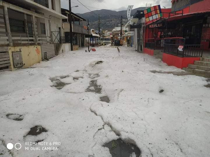 Jégvihar Krétán (Forrás: Weather News Greece)