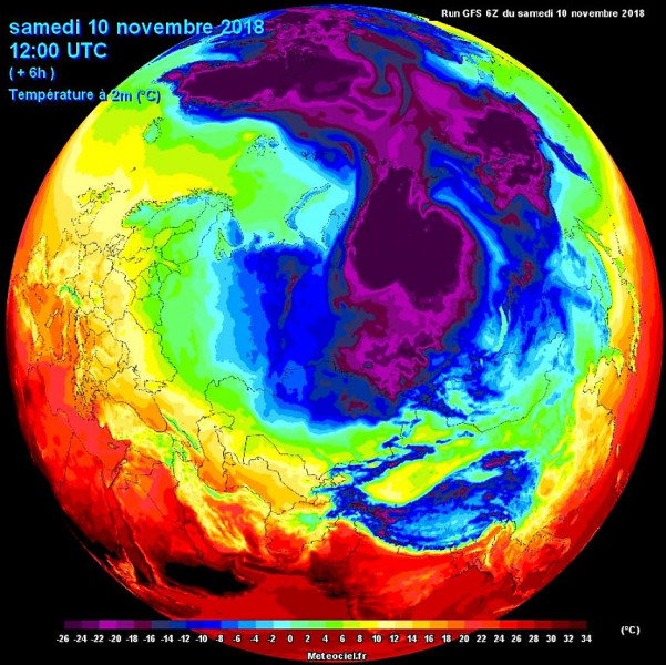 GFS 2 méteres hőmérsékletek (Forrás: Meteociel.fr)