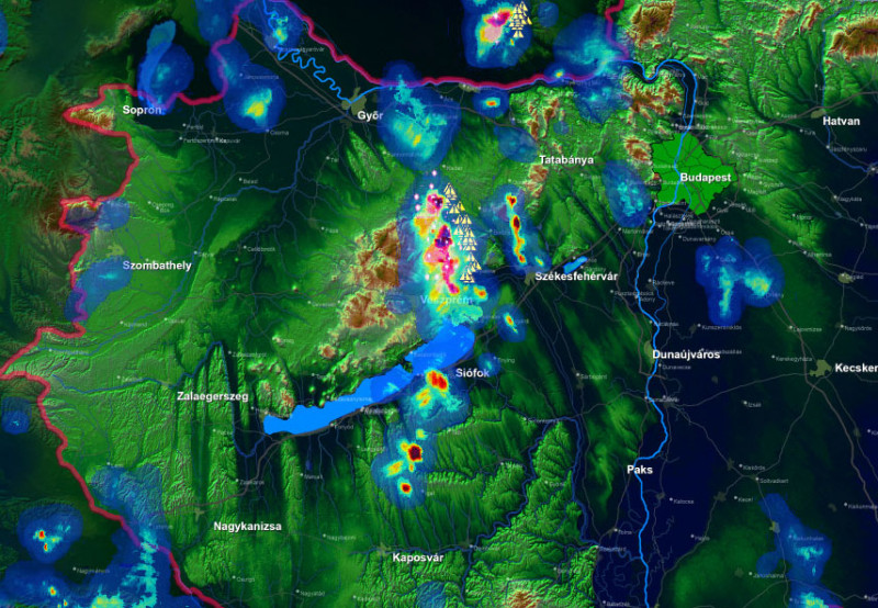 A Veszprém környéki zivatarok a radaron