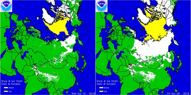 Hóborítottság október-november (Forrás: NOAA)