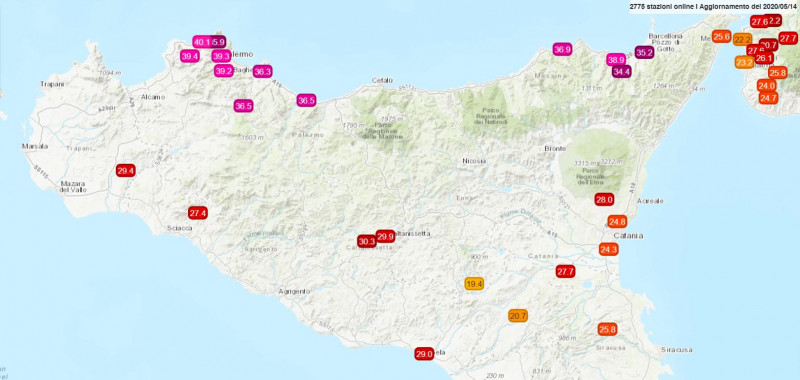 40 fok Palermo környékén (Forrás: Meteonetwork.it)