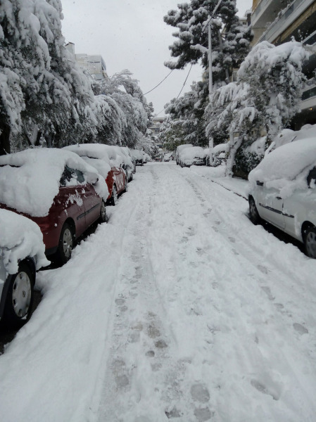 Belepte a hó Athént (Fotó: Manolis Koufopoulos / Meteoclub.gr)