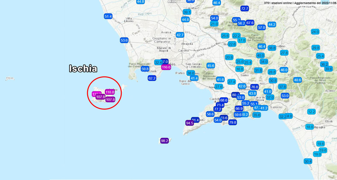 Heves esőzések Ischia szigetén