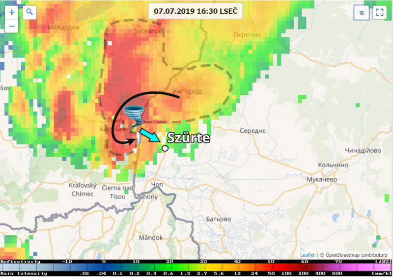 Szupercella szerkezete (Radar: SHMU)