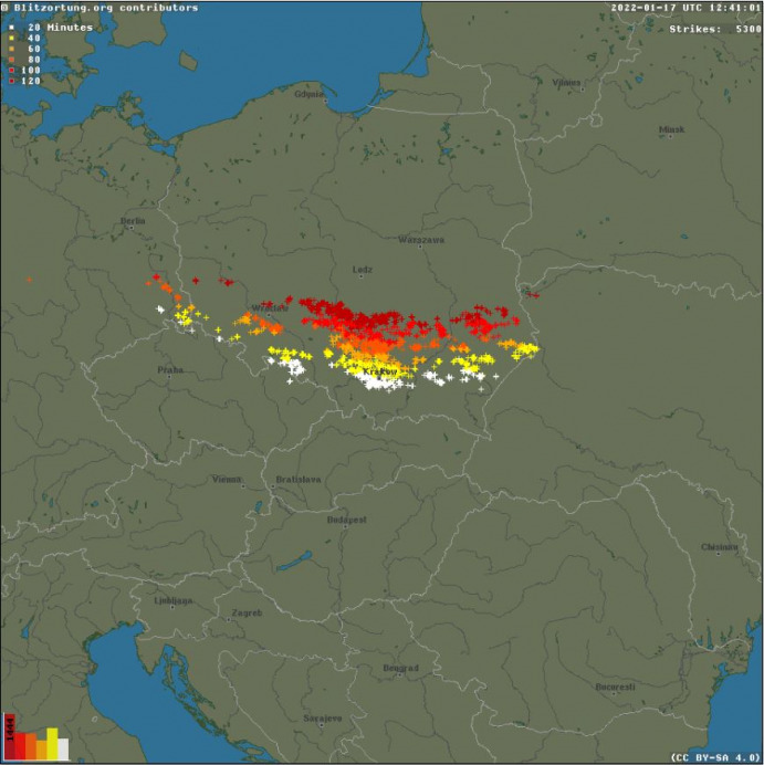 Forrás: Blitzortung.org