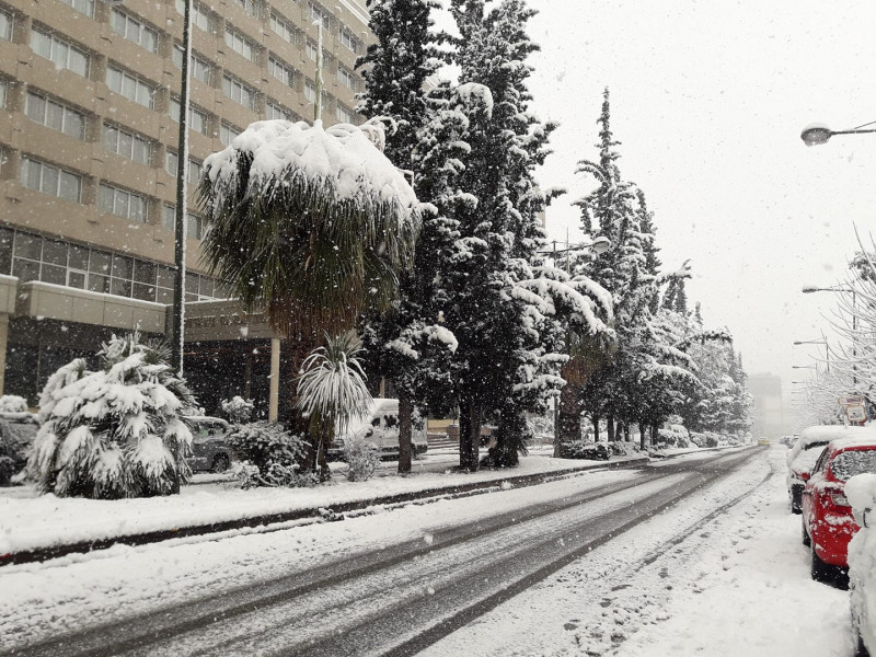 Belepte a hó Athént (Fotó: Rena Tsimidaki / Meteoclub.gr)