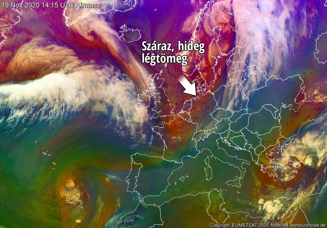 Airmass RGB (Forrás: Wetterzentrale.de)