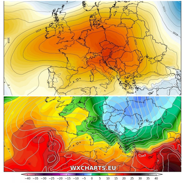 Hideg levegő + anticiklon = reggeli fagy (forrás: wxcharts.eu)