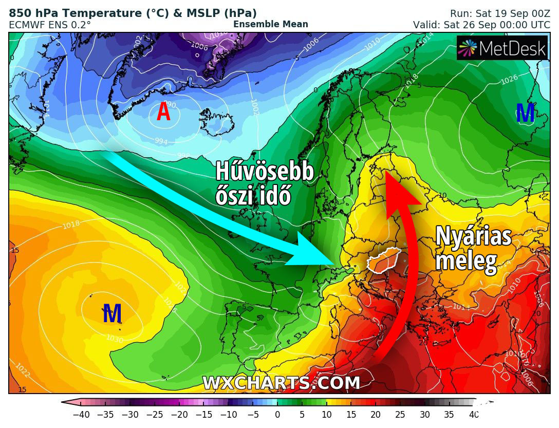 Jövő szombati kilátások (Forrás: WXCharts.com)