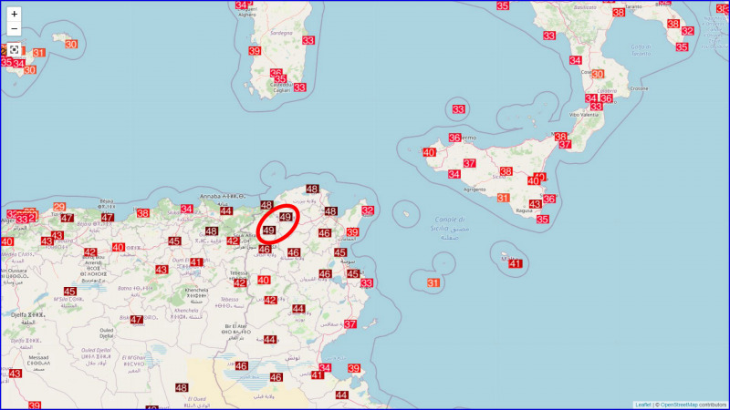 49 fok volt hétfőn Tunéziában (Forrás: Ogimet.com)