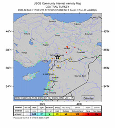Földrengés Törökországban (Forrás: USGS)
