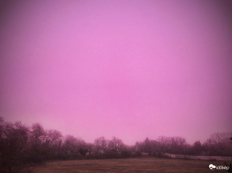 Párás, borús táj alkonyati festése