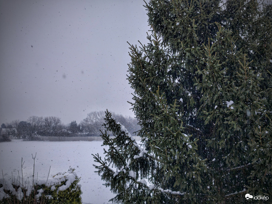 Egyre nagyobb pelyhekben hull a hó